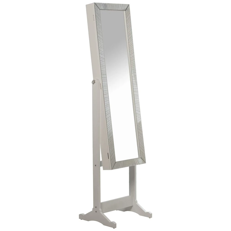 AlexandreHouse ESPEJO JOYERO PIE C/PUERTA PSBLANCO C/MARCO ESPEJO 46X36X158 cm Españo: 26 x 110 cm - Image 1