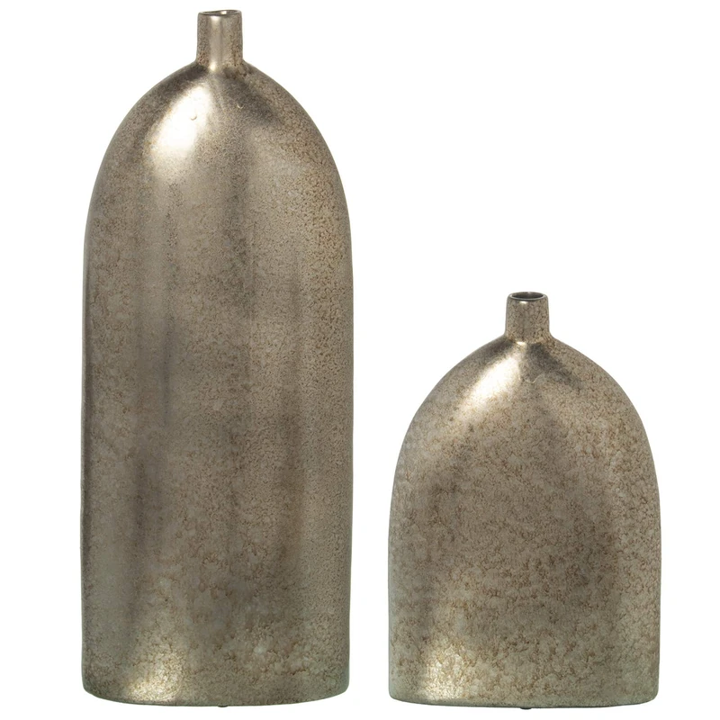 Set of 2 Ceramic jarrones 34 cm+55 cm Plated 18 x 8 x 55 cm + 18 x 8 x 34 cm - Image 1