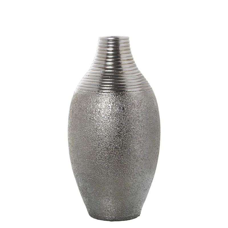 JARRÓN CERÁMICA PLATEADO 50 cm 25X50 cm - Image 1