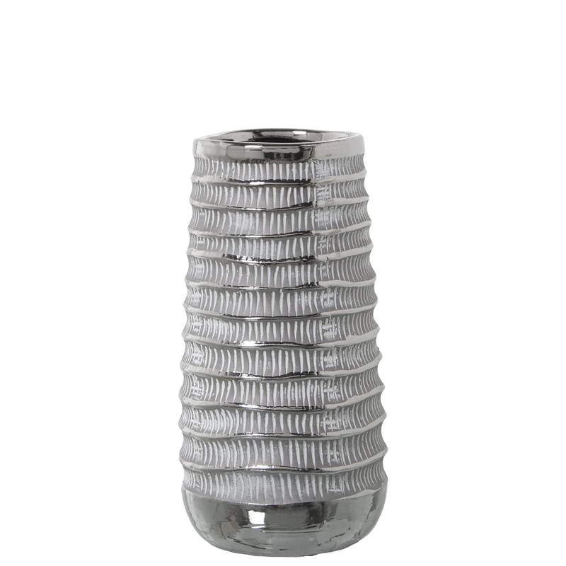 JARRÓN CERÁMICA Blanco/Plata °13X26CM - Image 1