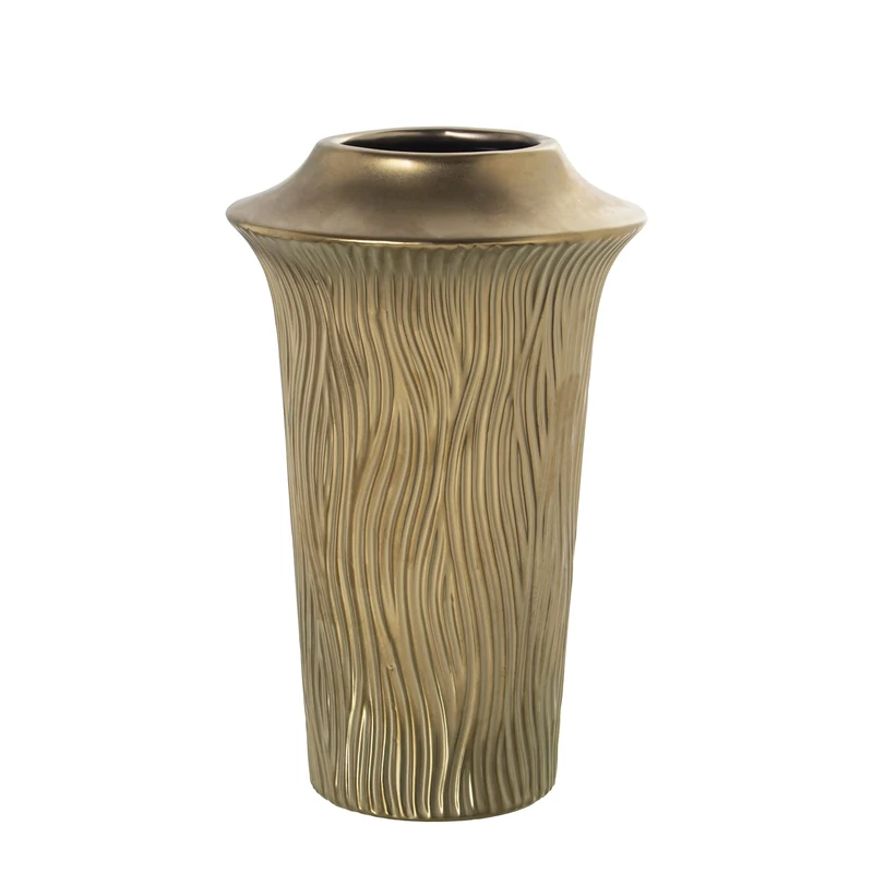JARRÓN CERÁMICA Dorado 14X26 cm - Image 1