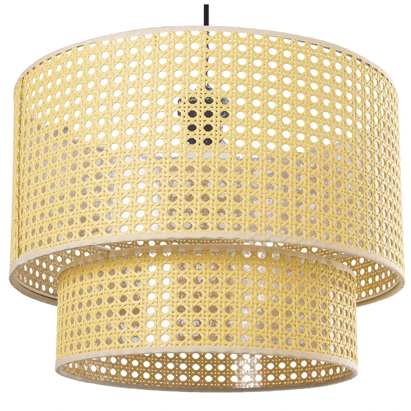AlexandreHouse LÁMPARA TECHO 2 ANILLOS MIMBRE, 1XE27, MAX.40W NO INCLUIDA °40X30CM, Cable 44CM