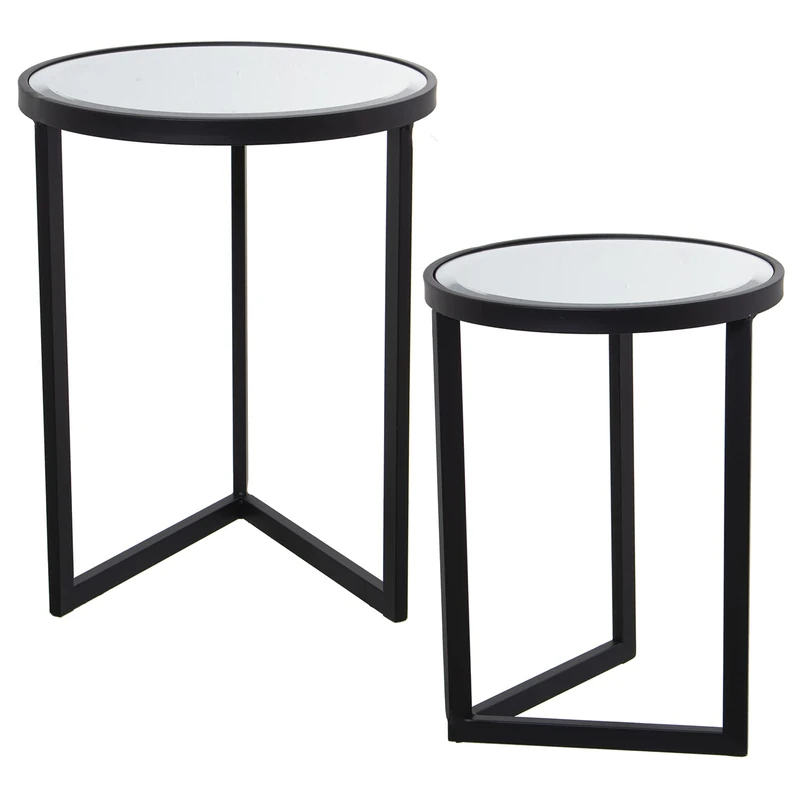AlexandreHouse Set of 2 Mesas Metal Y Espeo 42 x 54 cm + 36 x 48 cm