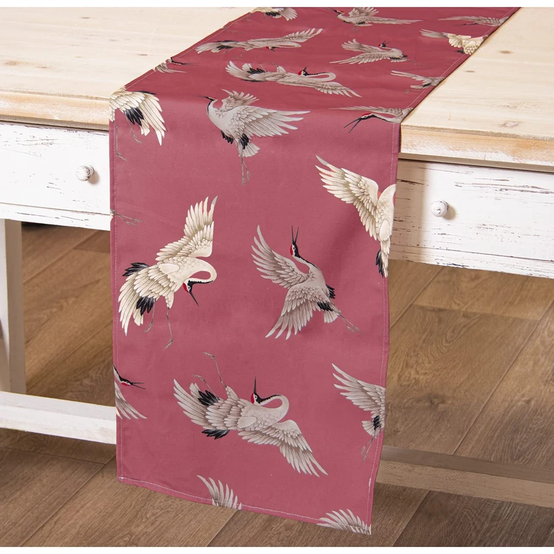 MESA RECTANGULAR ALGODÓN PINK GARZAS, UNA CARA 33X180 CM C/IMPRESIËN DIGITAL - Image 1