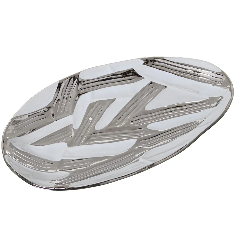 AlexandreHouse Ceramic Blanca Center/Plateada 30 x 16 x 3 cm - Image 1