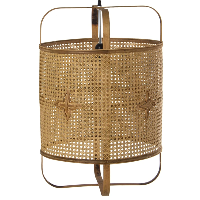 AlexandreHouse Lampara Techo Ratan Natural, 1XE27, MAX.60W NO INCLUIDO_43X43X65CM, Cable: 134CM