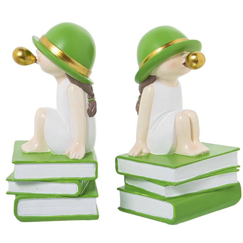 Set of 2 Resin Chica Blue/Green 11x9x19 cm - Image 1