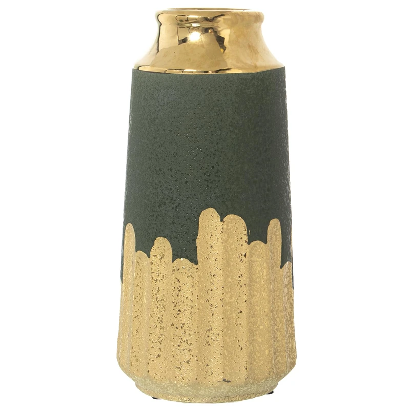JARRÓN CERÁMICA Green/Gold °14X30 cm