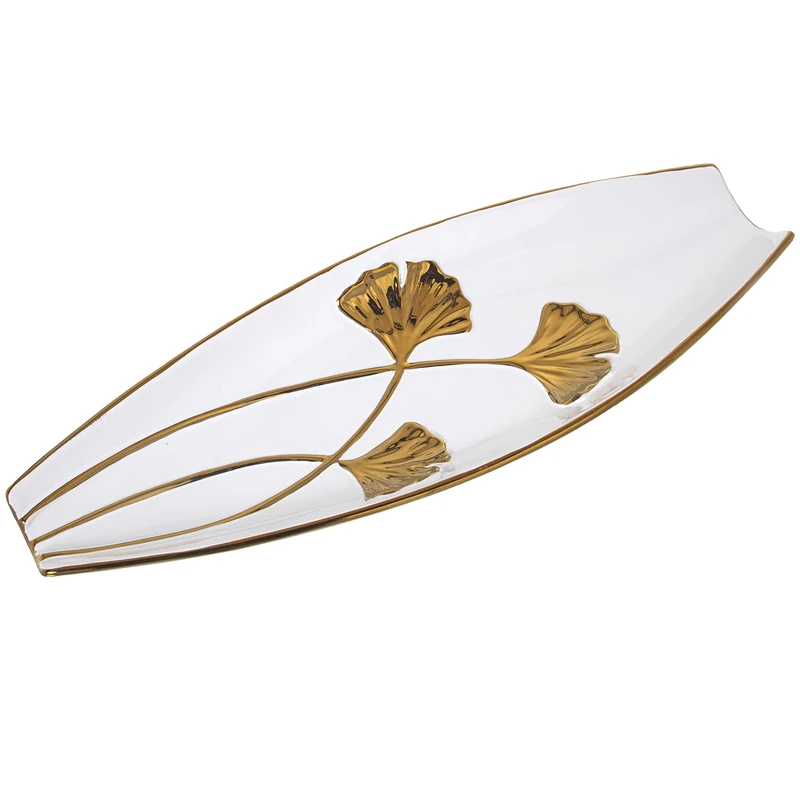 AlexandreHouse Ceramic Center Blanco/Gold Flower 45 x 16 x 6 cm - Image 1