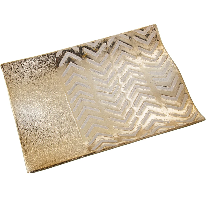 AlexandreHouse Center Rect.Cerámica Dorado 33X24X4 cm - Image 1