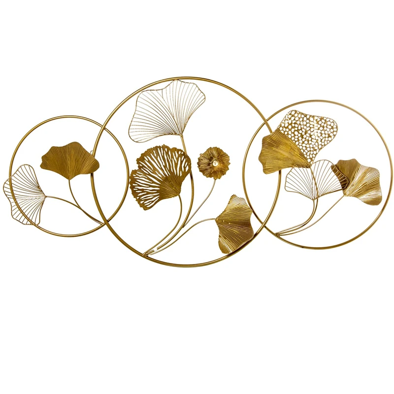 AlexandreHouse ADORNO PARED METAL HOJAS DORADAS_119X59X6CM - Image 1