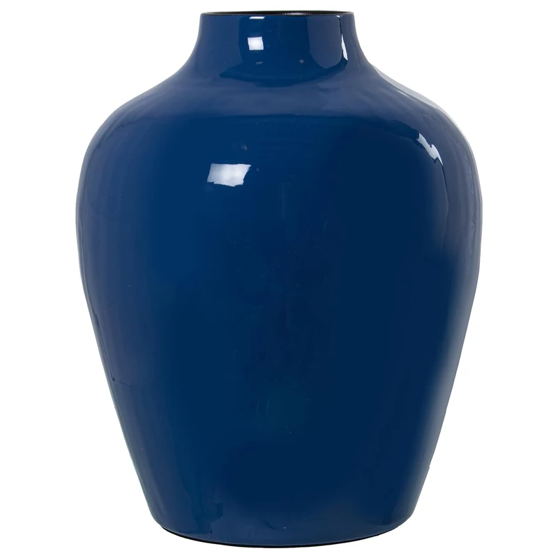 JARRÓN METAL ESMALTADO AZUL_°21X28CM