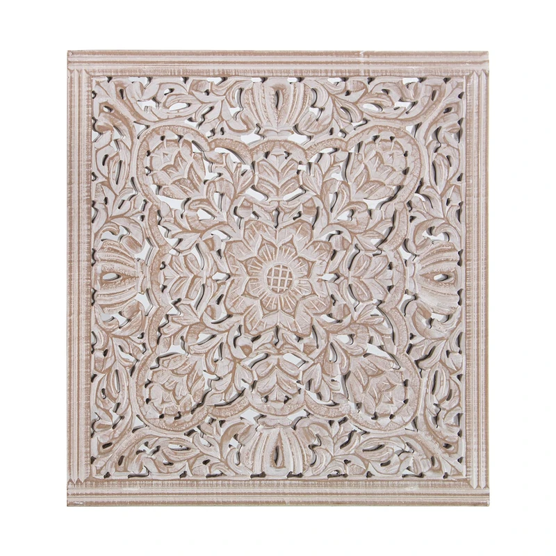 Madera Calado Rectangular C/Espajo 60 x 60 cm Natural 60 x 2.5 x 60 cm, Madera: DM - Image 1
