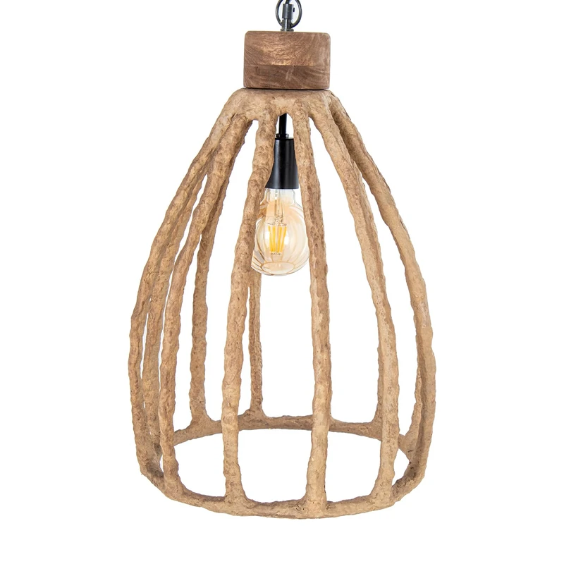 AlexandreHouse Lampara Techno Papel Mache, 1xE27 Max. 25 W, No Incluida, 39 x 39 x 58 cm, Cable: 100 cm - Image 1