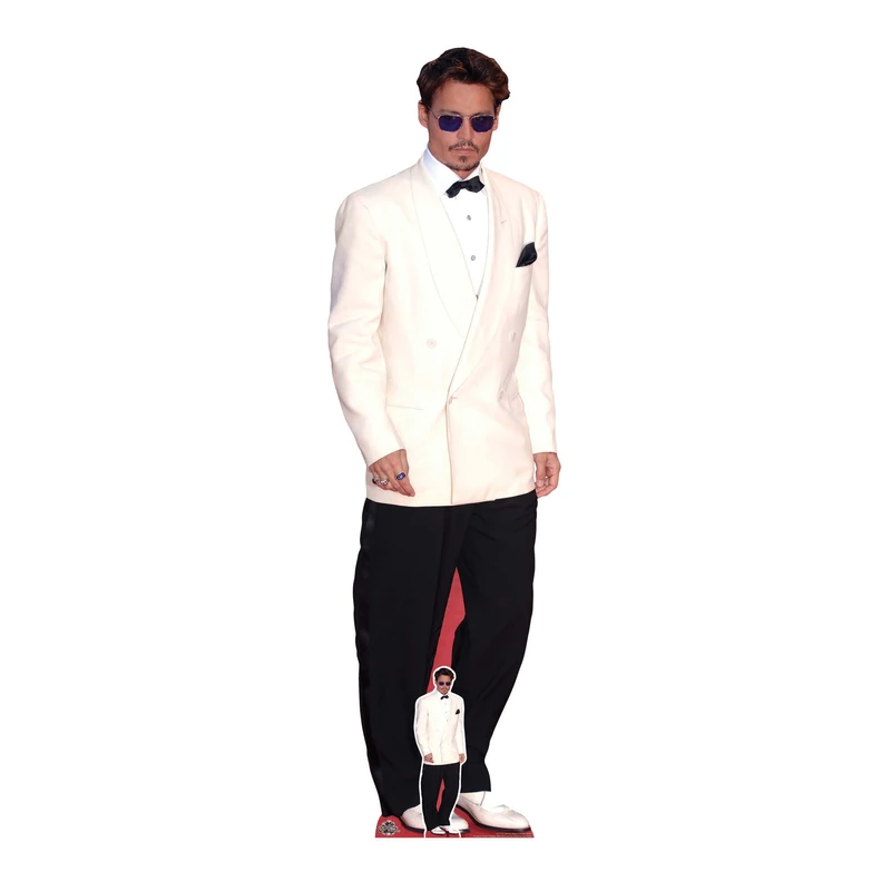 Star Cutouts CS1153 Johnny Depp White Jacket Height 183cm Lifesize Cardboard Cutout With Mini - Ideal for Celebrity Theme, Television & Movie Fans, Birthdays & VIP Events