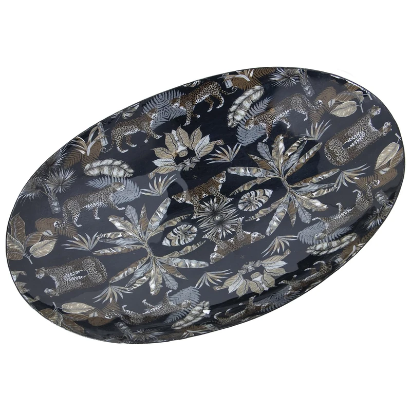 Cuenco Metal ESMALTADO LEOPARDOS_36X22X6CM