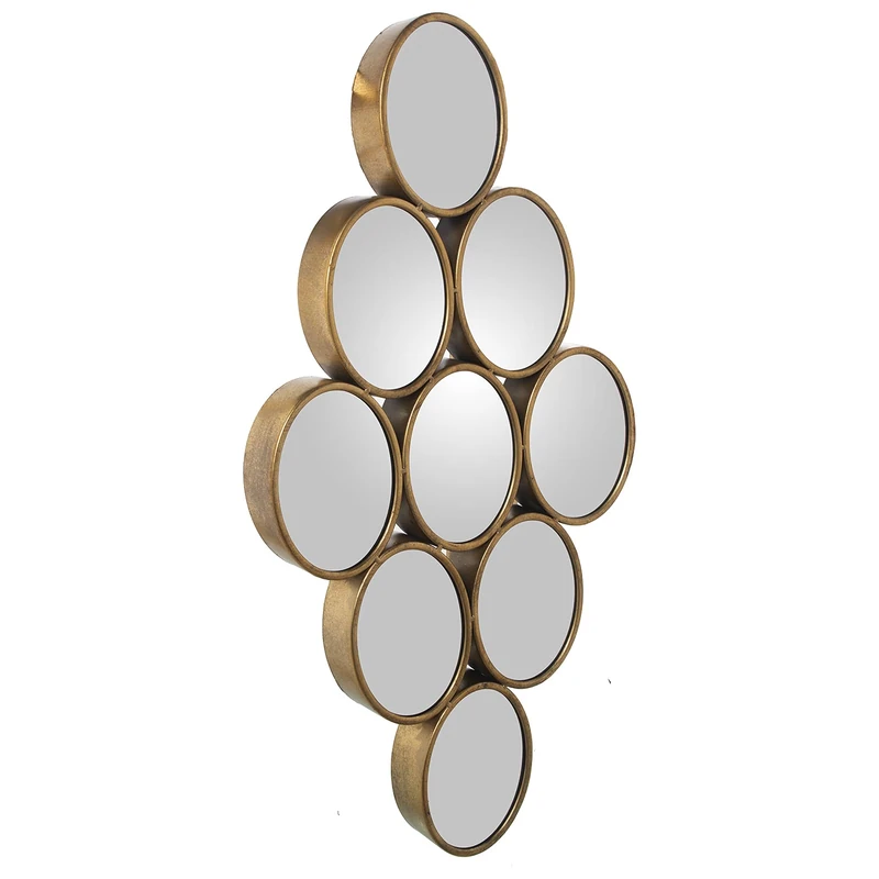 AlexandreHouse ESPEJO PARED METAL DORADO 9CIRCULOS 39.5X5X79.5 CM, Espepjo: 12 x 16 cm - Image 1