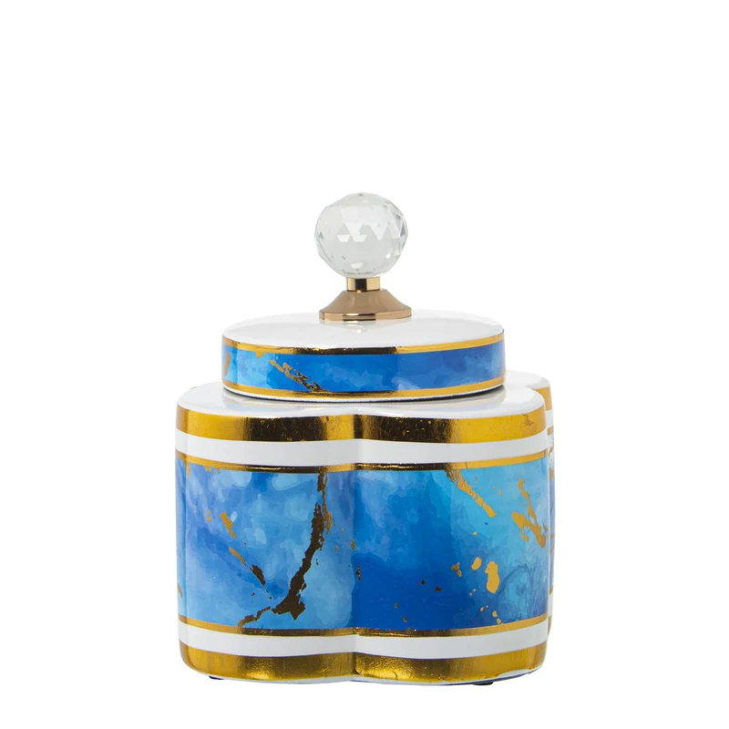 AlexandreHouse Tibor Cerámica Blue/Blue/Dorado 18 x 20 cm
