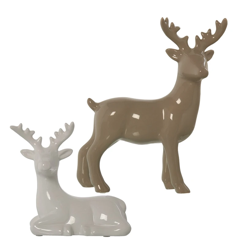 AlexandreHouse Set of 2 Figures CIERVO CERÁMICAGRIS CLARO/BLANCO_22X8X26+17X8X17CM - Image 1
