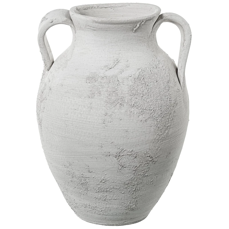 JARRÓN CERÁMICA C/ASAS 36 cm BLANCO/GRIS RÚSTICO_25X26X36CM, BOCA:°15CM - Image 1