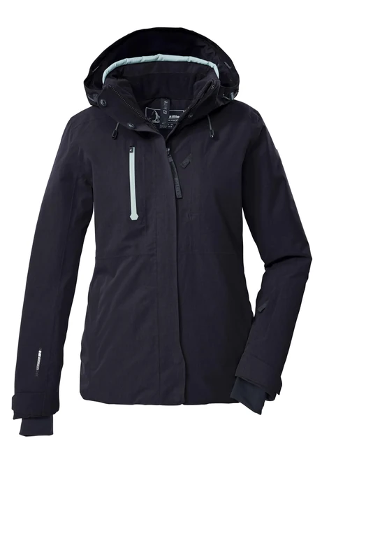 Killtec KSW 35 WMN Women's Ski Jacket with Zip-Off Hood and Snow Guard Black Blue 38 43419-000