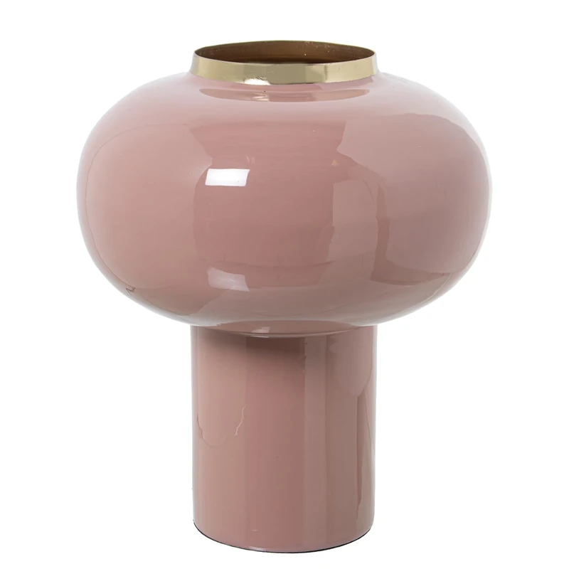 JARRÓN METAL ESMALTADO PINK/DORADO_°20X26CM