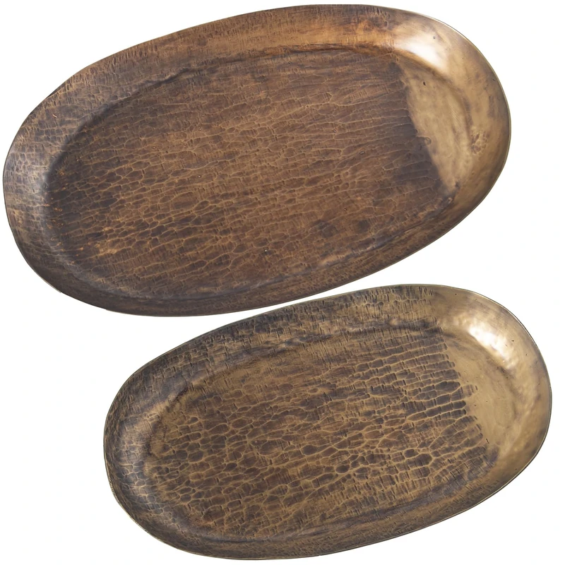 Set of 2 Aluminium Centres Acabadolatón Envejecido Mate_34 x 20 x 2.5 + 42 x 26 x 3 cm - Image 1