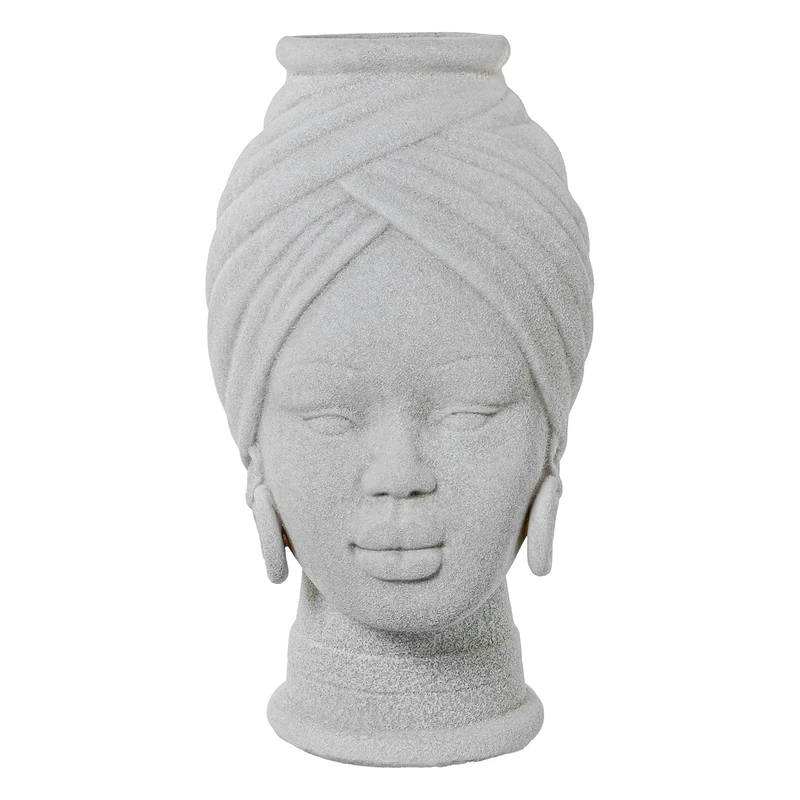 JARRÓN African CERÁMICA Bust 30 CM Blanco TEXTURA Arena_°19X30CM