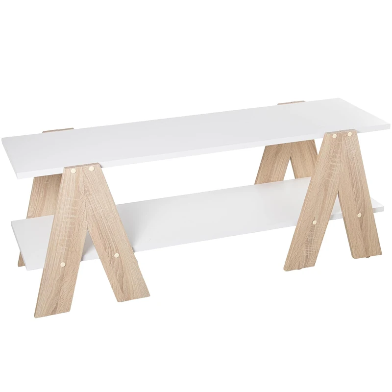 AlexandreHouse MESA TV MADERA BLANCO C/PATASCL.ROBLE, REQUIERE MONTAJE_120X38X46CM BALDA:120X34X1.8C