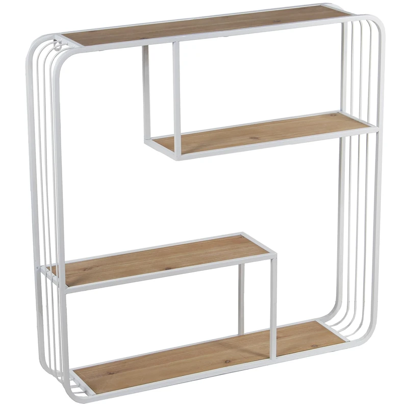 AlexandreHouse Estanteria Painted Metal Blancoc Baldas Madera DM_70 x 15 x 70 cm