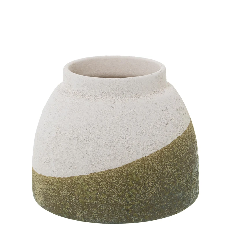 JARRÓN CERÁMICA 14 cm Beige/Green Textured ARENA_° 17X14 cm Mouth: °9 cm