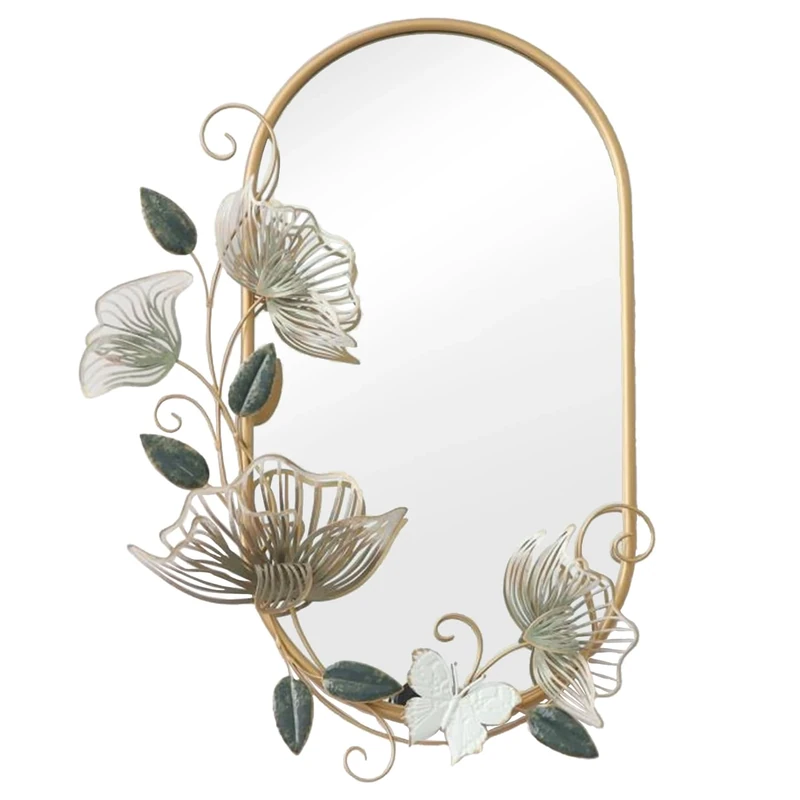 AlexandreHouse ESPEJO METAL FLORES DORADO_58X81X7.5CM