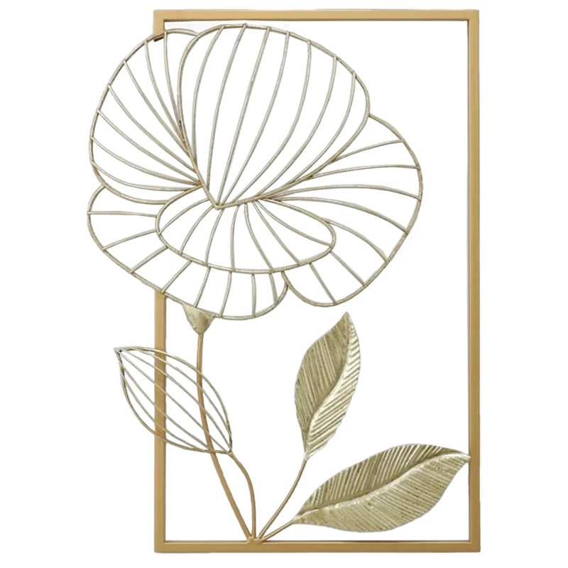 AlexandreHouse ADORNO PARED METAL HOJA DORADO_38X51X3CM