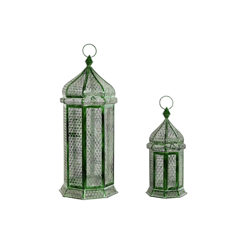 Farola Set 2 Metal 23 x 23 x 57 cm Green