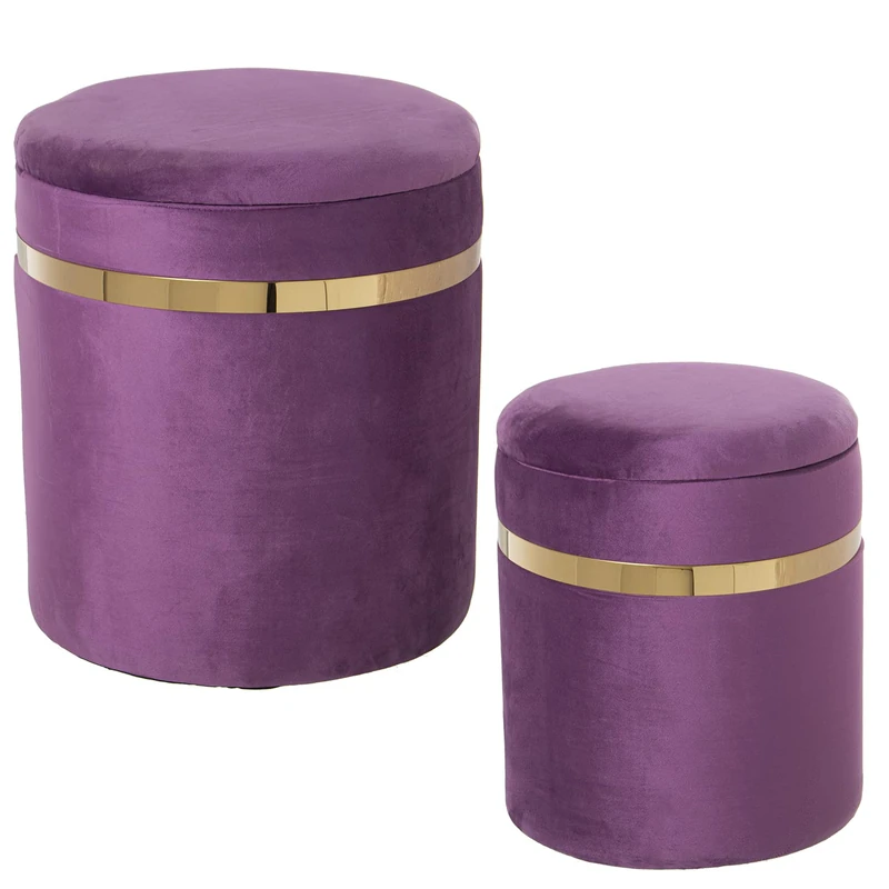 Set of 2 PUFS Almacenaje Purple Terrace 38 x 44 cm + 33 x 38 cm, Políster - Image 1