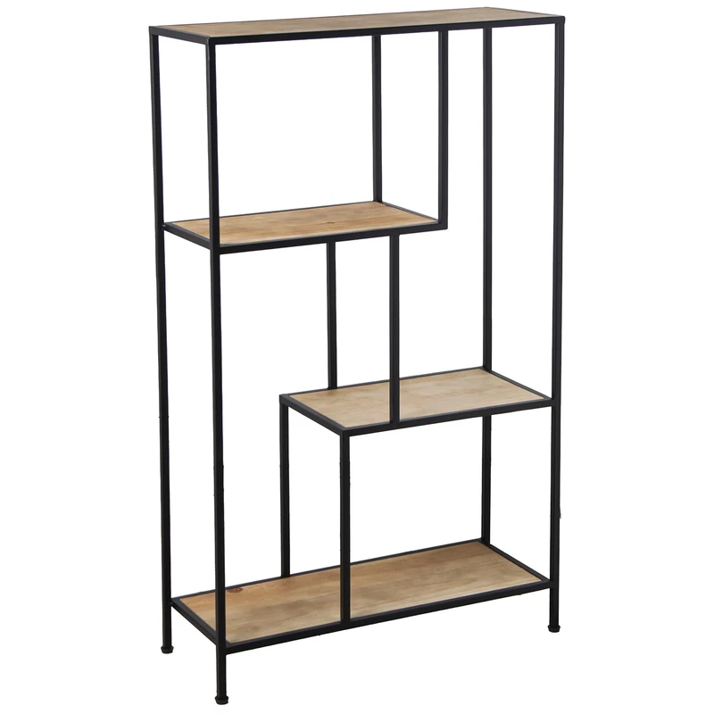 AlexandreHouse Estantería Metal C/Baldas Madera 65 x 25 x 110 cm, Hierro + Madera DM