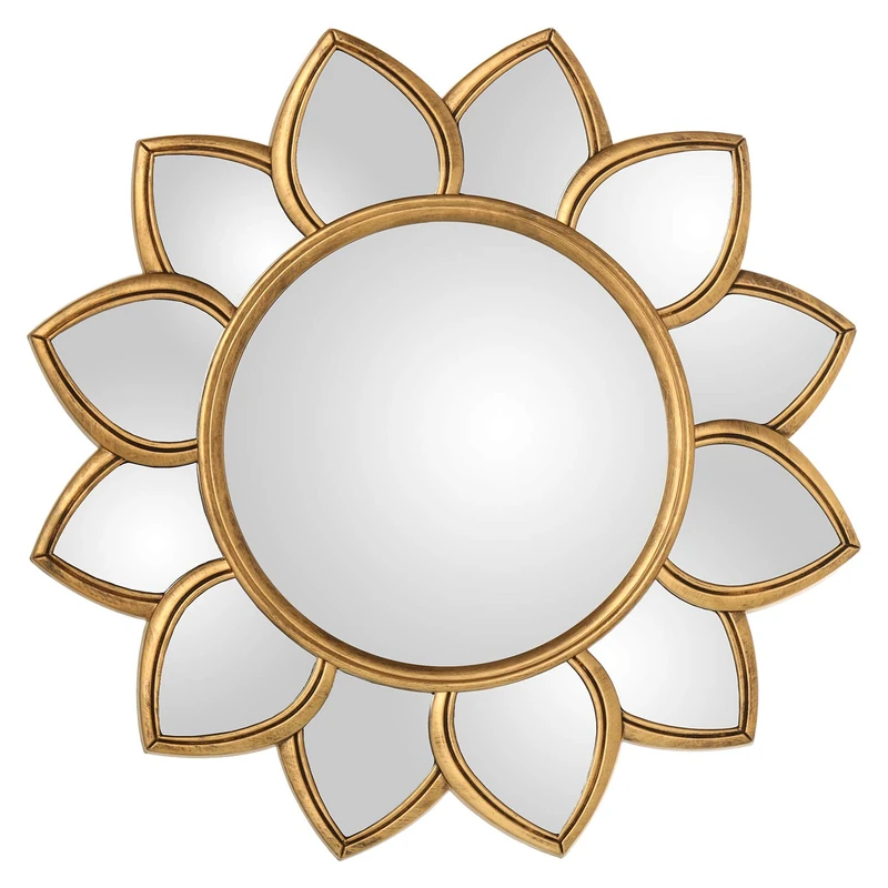AlexandreHouse ESPEJO FLOR ORADO RESIN 66X3CM, INT:34CM