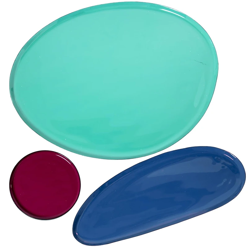 Set of 3 ESMALTADAS BANDJAS Green/Azul/Dark Pink_33X27X1+26X10X1+10X1 °10X1 cm - Image 1
