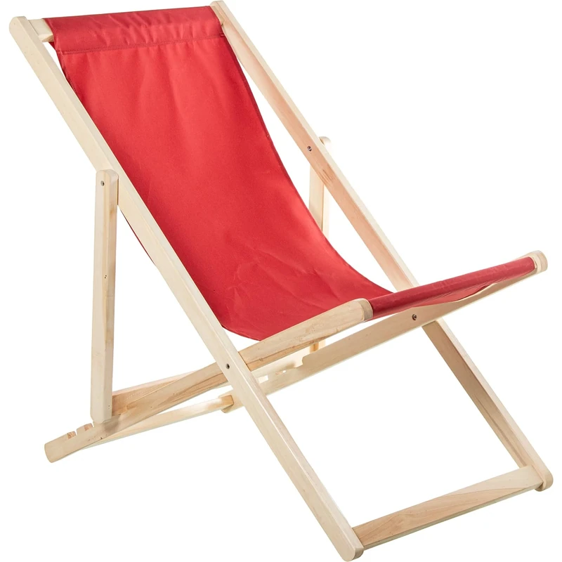 AlexandreHouse HAMACA MADERA PLEGABLE ROJO CANVAS 4 POSICIONES_57.5X92/102.5X88.5/72CM