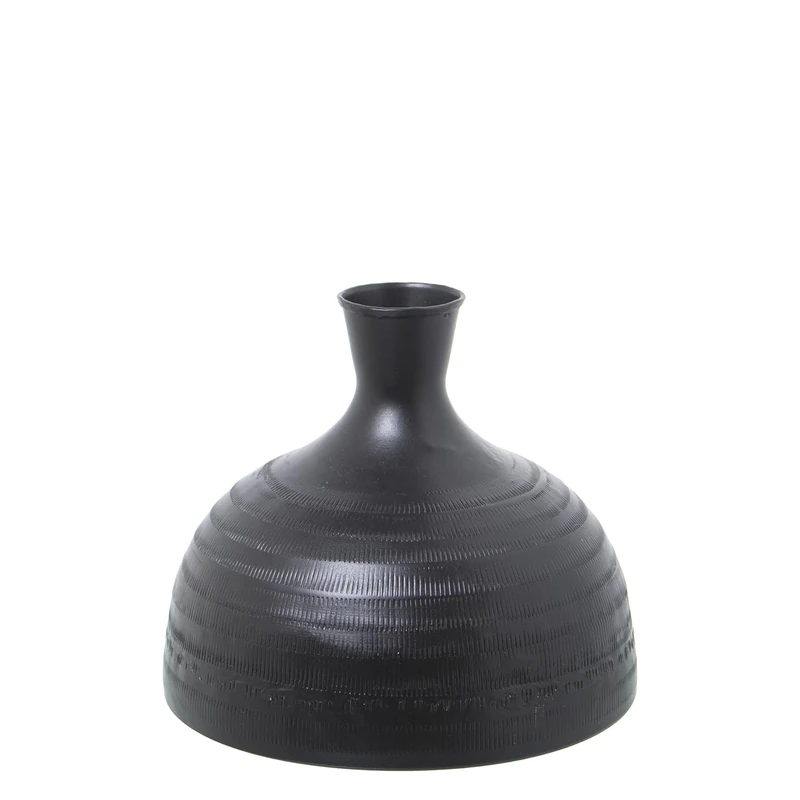 JARRÓN Aluminium TALLADO Black_°21X18CM - Image 1
