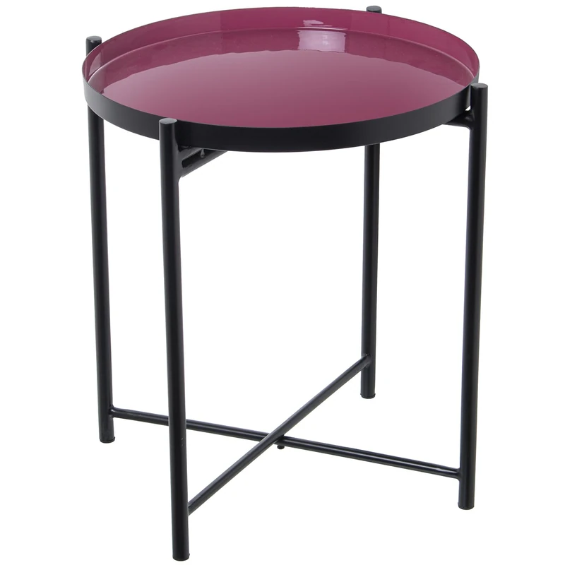 AlexandreHouse Mesa Auxiliar Metal Esmaltadoro Dark / Black_°50X52cm - Image 1