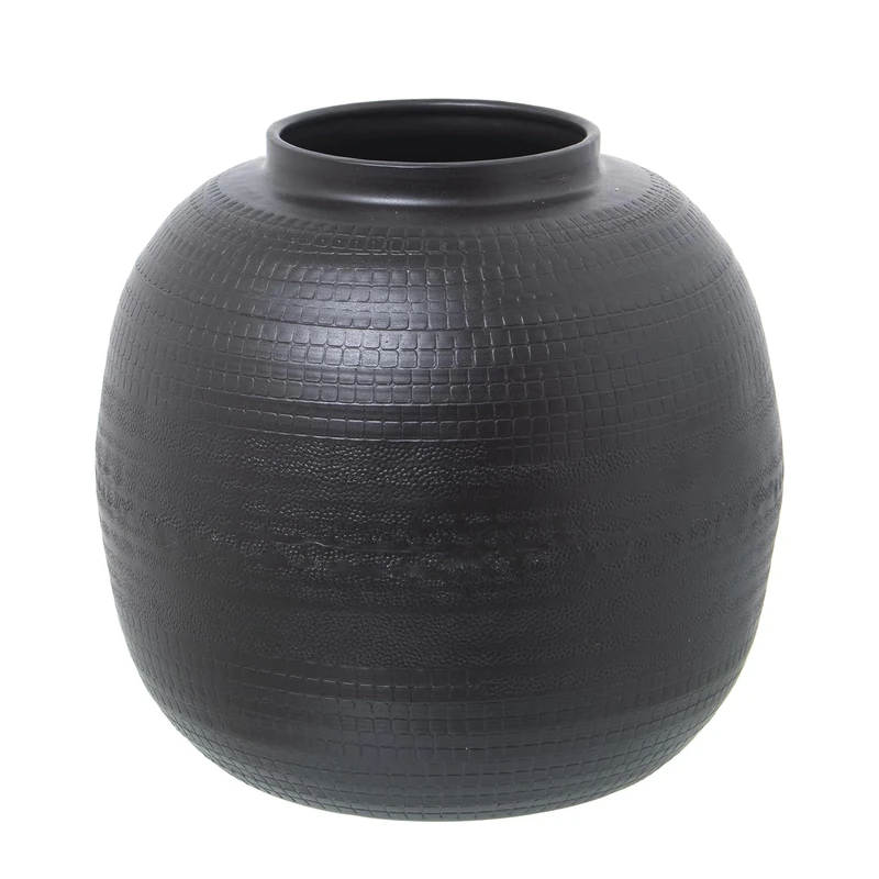 JARRÓN ALUMINIUM TALLADO BLACK_°24X23CM - Image 1