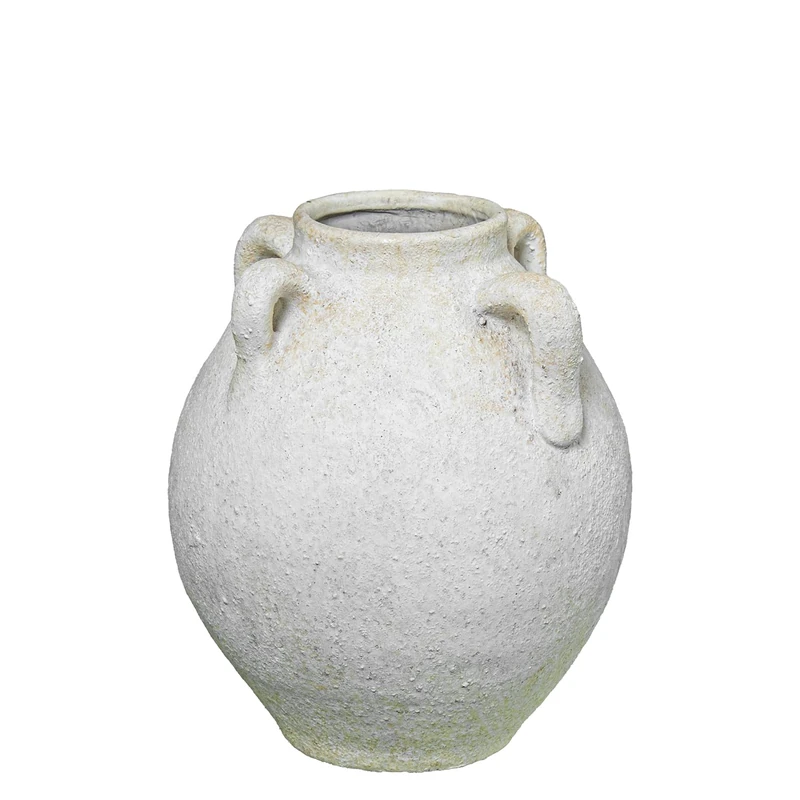 JARRÓN CERÁMICA C/ASAS 24 CM BLANCO RÚSTICO_°20X24CM