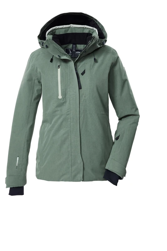 Killtec KSW 35 WMN Ski Jacket/Functional Jacket with Zip-Off Hood and Snow Guard 44 43419-000 Green Grey