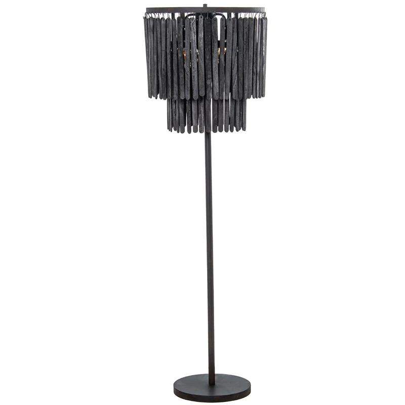 LÁMPARA Pie Hierro/Madera +39431, 1X27 MAX.25W NOT Included_46X46X148CM, Cable: 3.5M - Image 1