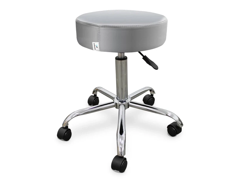 Wellcore Stool with Self-Braking Wheels Silver