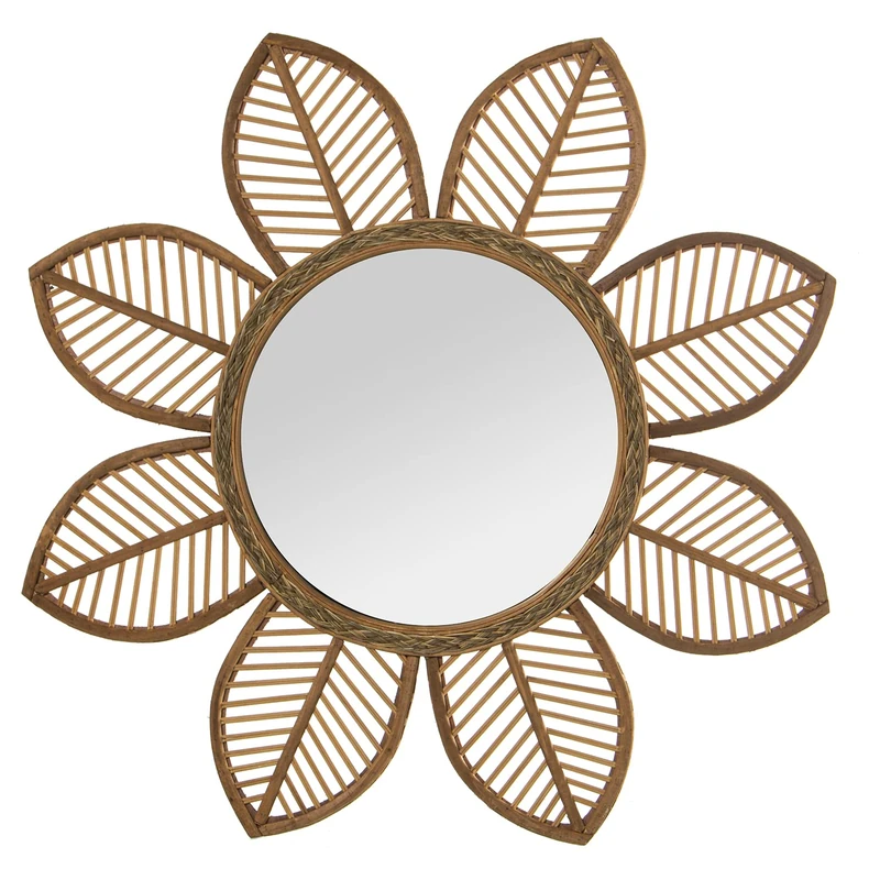 AlexandreHouse ESPEJO Bamboo Natural Shape Flor_° 80X3 cm, Int:°35 cm