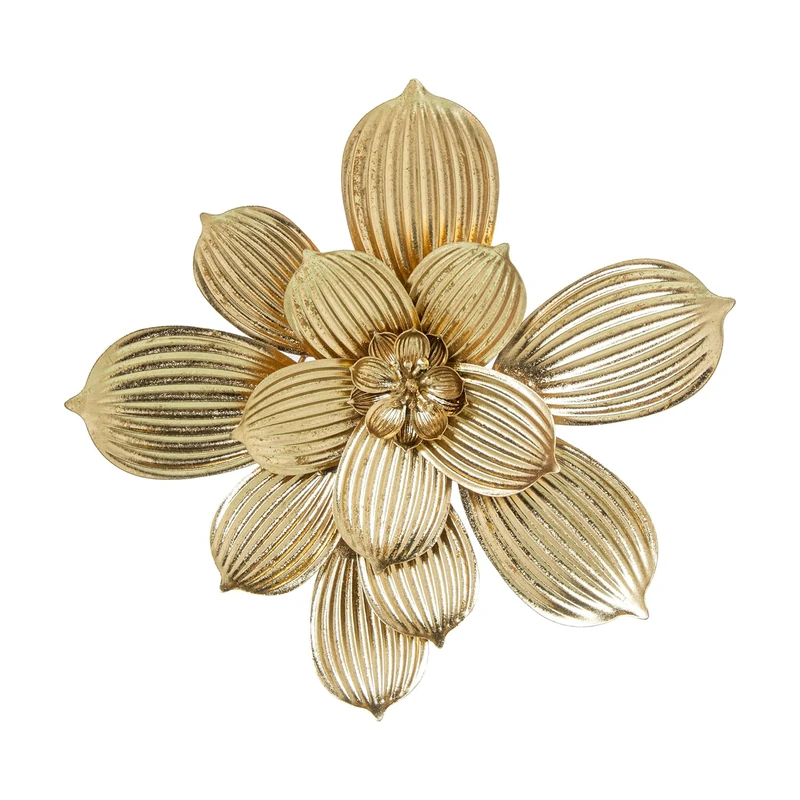 AlexandreHouse ADORNO PARED METAL FLOR DORADA_40X39X4CM - Image 1