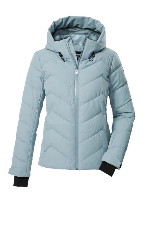 Killtec KSW 31 WMN SKI QLTD JCKT Women's Ski Jacket/Functional Jacket in Down Look with Hood and Snow Guard Light Ice Blue, 48, 43417-000