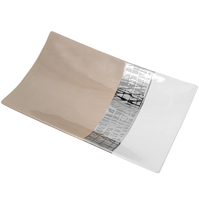 Rectangular Ceramic Center Blanco/Plata/Beige_40X24X8CM - Image 1
